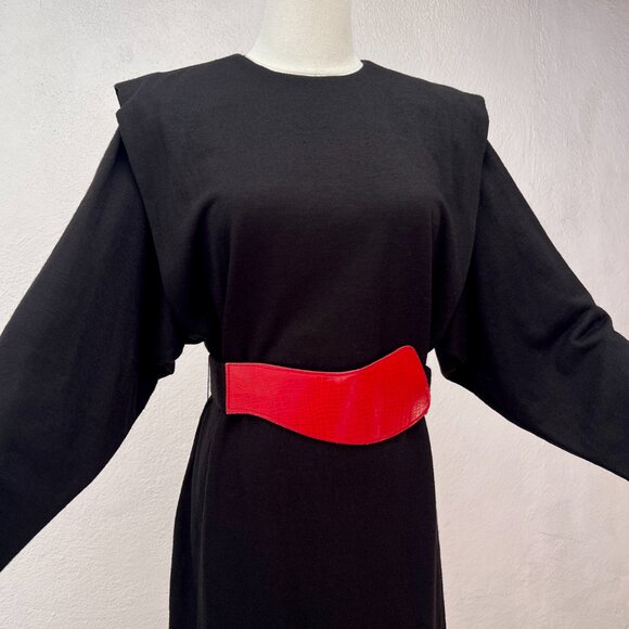 Vintage 1980s Sybil California Long Sleeve Orlon/Wool Midi Sheath Dress Size 6 - Picture 13 of 16